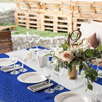 24Pack Disposable Plastic Tablecloths and Satin Table Runner Set Blue and Silver Dot Tablecloth Silver Satin Table Runner for Wedding Birthday Baby Shower Anniversary Christmas New Year Party Supplies - Image 6