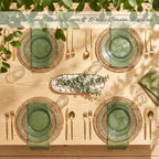 U-QE 60PCS Clear Green Plastic Plates, Beaded Plates Disposable Heavy Duty - Image 2