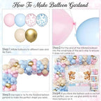 Bear Gender Reveal Decorations - 108pcs Pink Blue Balloon Garland Kit,2 Daddy and Mommy To Be Tinplate Badge Pin,stickers,plates and napkins,4pcs Baby Box With Letters,Boy or Girl Party Supplies - Image 5