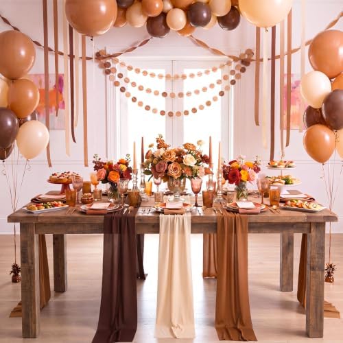 9 Pcs Brown Party Decorations Table Runner, Rustic Table Runner - Image 3
