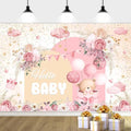 10X10ft Pink Baby Shower Backdrop Cute Pink Boho Floral Baby Shower Backdrop, Girl's Birthday Party Background Decor Cartoon Birthday Party Background Photo Booth Props by DRGILAU