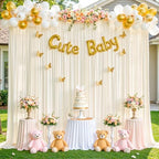 10ft x 10ft Champagne Backdrop Curtain for Baby Shower Wrinkle Free Backdrop Drapes Panels for Parties Wedding Bridal Shower Birthday Photo Photography Polyester Fabric Background Decoration - Image 2