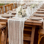 10FT 12 Pack White Cheesecloth Table Runner 20 x 120 Inch Long Rustic Gauze Cheese Cloth Table Runner for Wedding Bridal Baby Shower Table Decorations Boho Fabric Sheer Birthday Party Table Decor - Image 7