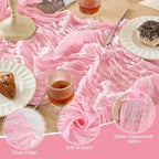 6 Pack Light Pink Cheesecloth Table Runner Boho Gauze Home Decor - Image 5