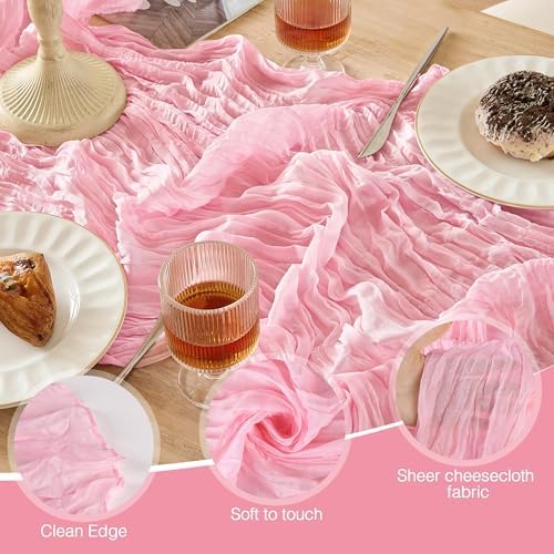 6 Pack Light Pink Cheesecloth Table Runner Boho Gauze Home Decor - Image 5