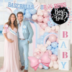 Baseball or Bows Gender Reveal Decorations, Party Balloons Decorations Kit Supplies Includes Balloons, Banner, Sash, Badge Backdrop, Topper, Poster, Balloon Boxes, Tablecloth, Marker 150 PCs - Image 6