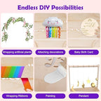 Baby Shower Gifts Baskets, Wooden Baby Closet Gifting for Newborn Boys and Girls, Wood Crate Box with Handle and Wheels, Personalized Cute Babyshower Decorations Basket for New Born - Image 5