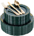 DaYammi 150Pcs Green Plastic Plates with Gold Silverware Set for Party by DaYammiwillaccompanyyou