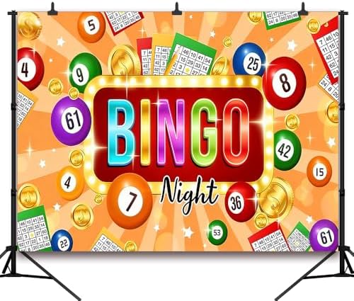 20X10FT Bingo Night Backdrop Banner Bingo Game Night Party Decorations Contest Cards Gold Coins Photo Background for Man Boys Gamer Gaming Night Party Supplies - Image 2