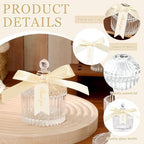 JarThenaAMCS 12 Sets Pearl Baby Shower Empty Candle Jar with with Lid Pearl Ribbon Bow Thank You Tag Candy Crystal Canister for Wedding Baby Shower Birthday Gift Supplies - Image 3