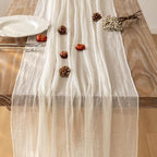 6Pcs White Cheesecloth Table Runner 120 Inches for Party Home Decor - Image 4