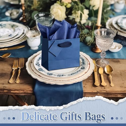 Zhanmai 4.7 x 2.4 x 3.9 Inch 100 Pcs Mini Gift Bags Bulk, Navy Blue - Image 6