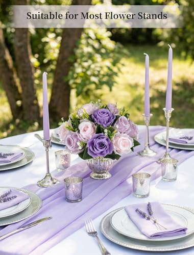 BLOSMON Wedding Rose Centerpieces Tables: Purple Lilac Pink Fake Roses - Image 2