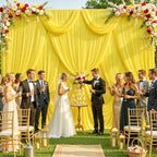 8 Panels Yellow Backdrop Curtain for Parties Wrinkle Free Lemon Yellow Photo Curtains Backdrop Drapes Fabric Decoration for Birthday Party Wedding Baby Shower 40ft(W) x 10ft(H) - Image 2