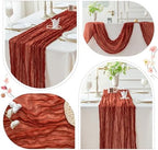 Sioloc Terracotta Table Cloth Cheesecloth Table Runner 10ft Rustic for Tea Wedding Party Baby Bridal Centerpiece Fall Decor for Home Halloween Thanksgiving - Image 6