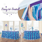 leegleri 14FT/168inch Mermaid Curly Willow Tulle Ruffle Table Skirt Rectangle Tables or Round Tables, Blue Tutu Table Skirt for Baby Shower Baby Shark Birthday Party - Image 4
