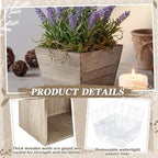 Dandat 6 Set 6 Inch Wooden Flower Box Rustic Table Centerpieces,Brown - Image 3