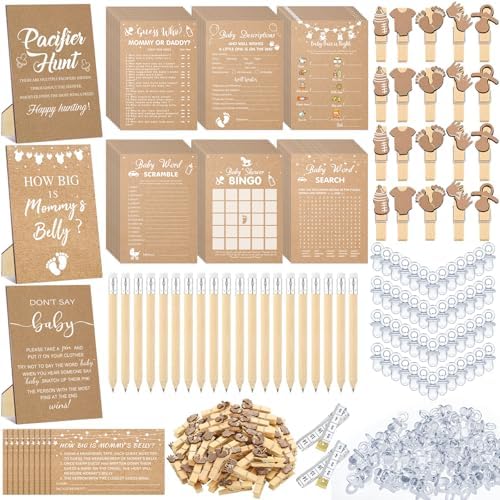 Sherr 476 Pcs Kraft Baby Shower Games, 9 Style Baby Shower Activities by Sherr