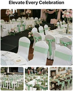 VEVOR Satin Chair Sashes Bows, Chair Ribbon Ties Back Sash, 7 x 108 inch, Wedding Reception Decoration, for Wedding Ceremony Baby Shower Party Events Banquet Cover Decoration (Light Green, 100pcs) - Image 2