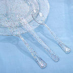 Rubtlamp 180PCS Glitter Plastic Plates with Glitter Disposable Silverware, Clear Glitter Plates for 30 Guests Include 30Dinner Platos, 30Dessert Platos, 90Cutlerys, 30Cups for Party (Pack of 2) - Image 3