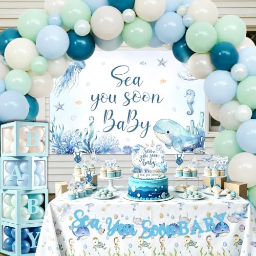 Sea You Soon Baby Shower Decorations All-in-One Kit Blue Boy - Image 4