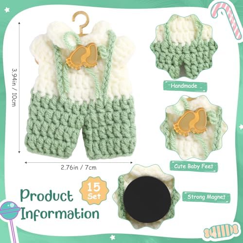LemonRoad 15 Pcs Baby Shower Favors for Boy or Girl Baby Shower Prizes for Guests Sweater Refrigerator Magnet with Box Coat Hangers Acrylic Feet for Thank You Gifts Gender Reveal Baptism Party(Green) - Image 2