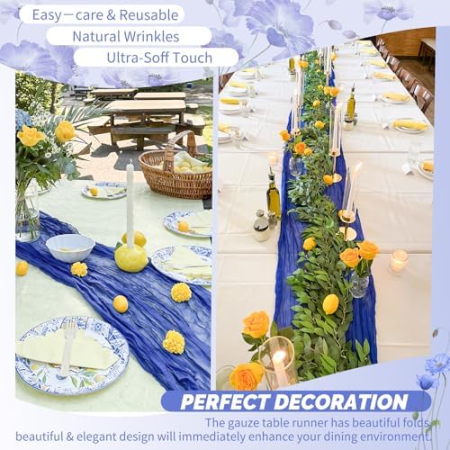 Showgeous 20 Pack Royal Blue Cheesecloth Table Runner, 17 x 108 Inches - Image 6