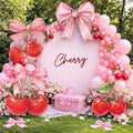 4 Pcs Cherry on Top Baby Shower Decorations, Large Pink Bow Cardboard Cutouts, Sweet Cherry Birthday Decorations Standups for Photo Booth Props & Birthday Party Decor by Unknown