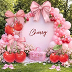 4 Pcs Cherry on Top Baby Shower Decorations, Large Pink Bow Cardboard Cutouts, Sweet Cherry Birthday Decorations Standups for Photo Booth Props & Birthday Party Decor by Unknown