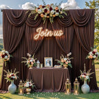 20x8ft Brown Photo Backdrop Curtains for Parties Birthday Wrinkle Free Polyester Photoshoot Curtains Drapes Backdrop for Weddings Anniversary Graduation Stage Photography Background 4 Panels 5x8FT - Image 3