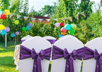 50 Pack Purple Chair Sashes, Gankar Satin Purple Chair Bows Ribbons for Wedding Folding Chairs Birthdy Party Decor, Satin Ties for Banquet Chairs - Image 4