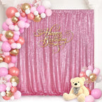 Blush Pink Sequin Backdrop Glitter Backdrop Curtains 7ft x 7ft Glitter Background for Party Baby Shower Wedding Decorations - Image 3