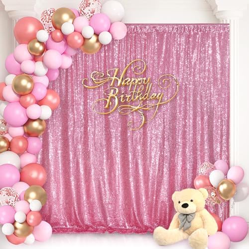 Sequin Backdrop 8ft x 8ft Blush Pink Backdrop Curtain for Wedding Party - Image 6