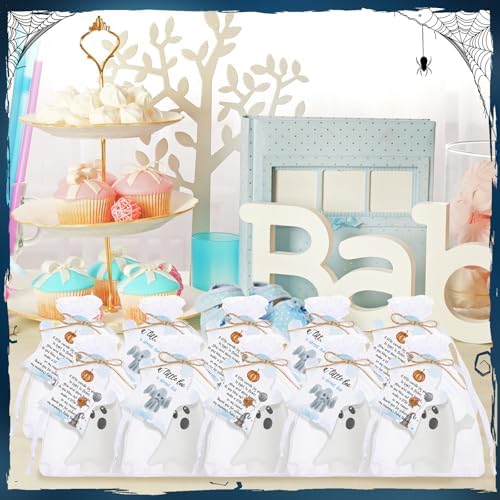MTLEE 25 Sets Halloween a Little Boo Baby Shower Ghost Candle Gifts, Blue - Image 6
