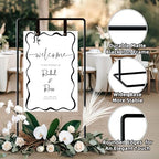 Wedding Sign Holder, Adjustable Welcome to Our Wedding Sign Stand W/Design Bundle & Leather Sign Hanging Straps, Heavy Duty Easel Stand for Sign, Wedding Seating Chart Stand, Easel for Display (Black) - Image 5