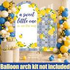 Serencatcher 7.2ft 6ft Blue Tiles Lemon Baby Shower Arch Backdrop Covers - Image 5