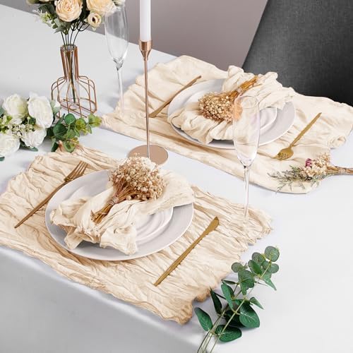 LZY 60 Pack Gauze Cheesecloth Napkins 20x20 Inch Dinner Cloth Napkins, Soft Boho Table Napkins Rustic Wrinkled Cheese Cloth Napkins Bulk for Wedding Party Baby Shower Event Decor (Ivory) - Image 6