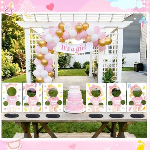 6 Sets Blindfolded Feed Me Shower Games Feed The Funny Blindfolded Food Feeding Board Gender Reveal Game Activities for Guests Photo Booth Props Family Reunion Party Supplies(Female) - Image 4