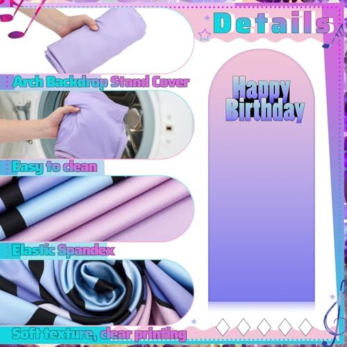 3 Pcs Birthday Arch Backdrop Cover Kpop Theme Photo Background Decoration - Image 4