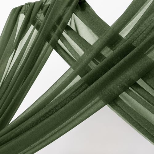 Sheer Gauze Wedding Arch Draping Fabric 29" x 20 FT 4 Panel Moss Green - Image 3