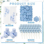 Fullhawl 100 Sets Wedding Invitations Wraps Set Pre Folded Vellum Jackets for 5 x 7 Invitations Dried Flowers Wax Seal Stickers Chiffon Silk Ribbon for Wedding Birthday Bridal Shower Craft DIY (Blue) - Image 2