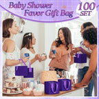 Windyun 100 Pcs Mini Paper Gift Bags with Handle 6 x 6 x 6'' Square Small Favor Bag with DIY Thank You Tag for Christmas Birthday Wedding Bridal Shower Bridesmaid Graduation Party (Purple) - Image 6