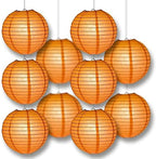 PaperLanternStore.com 12" Peach Orange Paper Lantern Party Pack with Remote Controlled LED Lights (10-Pack Combo Kit) - Image 3