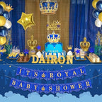 122 PCs Royal Prince Baby Shower Decorations for Boy, Fiesec A Little Prince Is On The Way Its Royal Baby Shower Backdrop Balloon Garland Banner Cake Cupcake Topper Crown Star Blue White Gold - Image 6