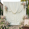 50x14ft Ivory Backdrop Curtains for Wedding Party, 10 Panels 14 ft Long Back Drop Cloth, Wrinkle-Free Polyester Drapes for Birthday, Baby Shower, Stage Photography Background by Gogoparti