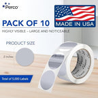 Perco Metallic Silver Perforated Round Circle Dot Sticker 2-Inch Labels — 10 Rolls, 5,000 Stickers - Asset Tags, Tech Labels & Modern Product Identification - Made in USA - Image 2