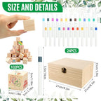 150 Pcs Green Leaf Baby Shower Games Sign Kit, Including a Decorate Flower Game Sign 102 DIY Wooden Blocks 36 Acrylic Markers 10 Stencils 1 Storage Box, for Baby Shower Party Gender Reveal - Image 3