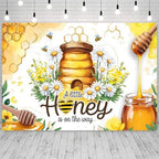 10x8ft Honey Bee Baby Shower Backdrop A Little Honey is on The Way Baby Shower Party Photography Background Daisy Floral Honeycomb Bee Baby Shower Decorations Banner Photo Studio Props - Image 3