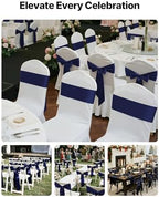 VEVOR Satin Chair Sashes Bows, Chair Ribbon Ties Back Sash, 7 x 108 inch, Wedding Reception Decoration, for Wedding Ceremony Baby Shower Party Events Banquet Cover Decoration (Navy Blue, 50pcs) - Image 2