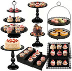 10 Pcs Black Cake Stand Set Metal Cupcake Stands, Multiple Styles Dessert Display Tower for Candy Fruit, Cake Serving Trays for Birthday, Wedding, Anniversary, Baby Shower, Engagement Party by HAISIWLKJ